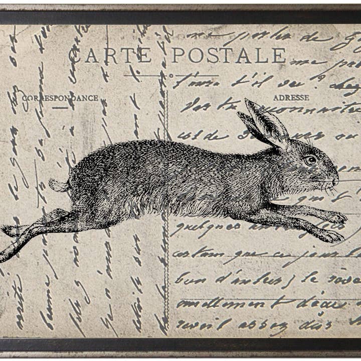 Bunny On Calligraphy Postcard Background for wholesale by Antique Curiosities Inc