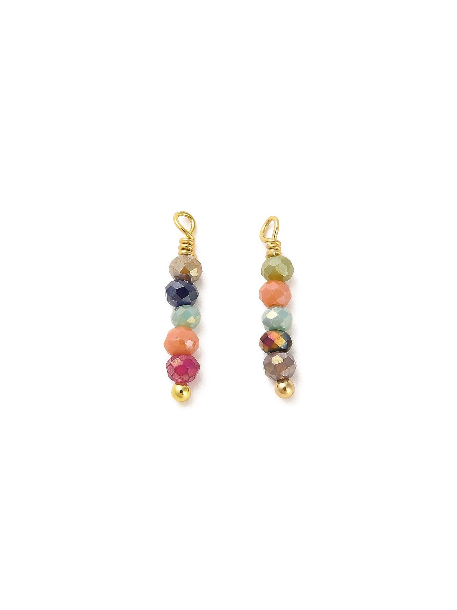 The Charm Bar Company - Wholesale Individual Charm/Pendant - Gold Stacked Stone Beaded Charm