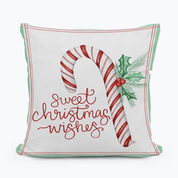 Haley’s Candy Cane Sweet Christmas Pillow for wholesale by LuckyBird Apparel and Home