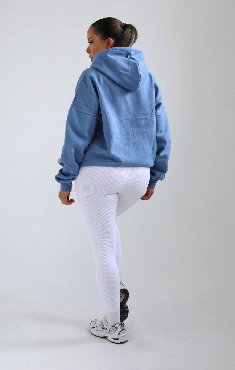 Femme Luxe - Vendita all'ingrosso Felpa con cappuccio - Donna - Felpa oversize blu con cappuccio e scritta Yoga - Laverne3