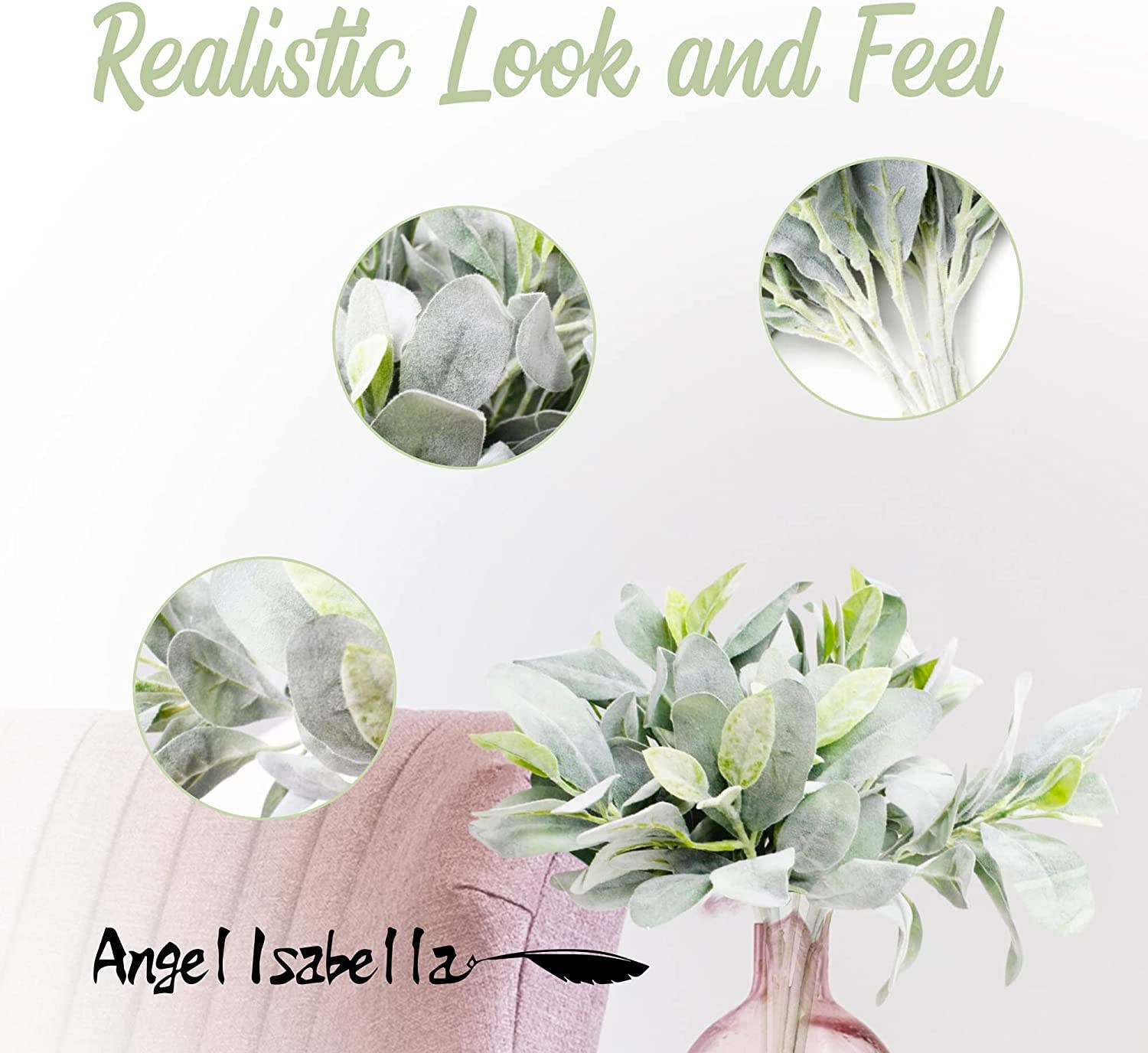 Angel Isabella - Venta al por mayor Plantas artificiales - Oreja de cordero artificial realista flocada de 14»1
