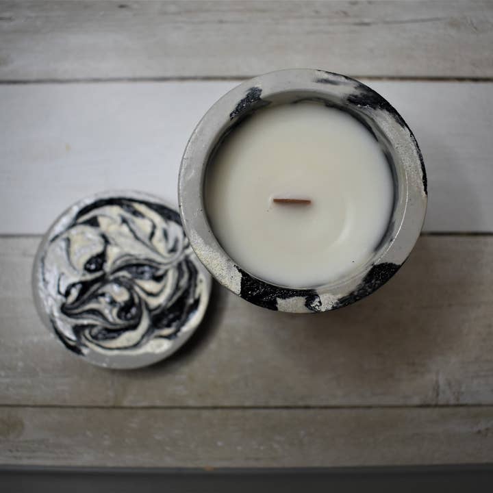 Nature's Love Product - Wholesale Jar/Filled Candle - Black and White Marble Candle