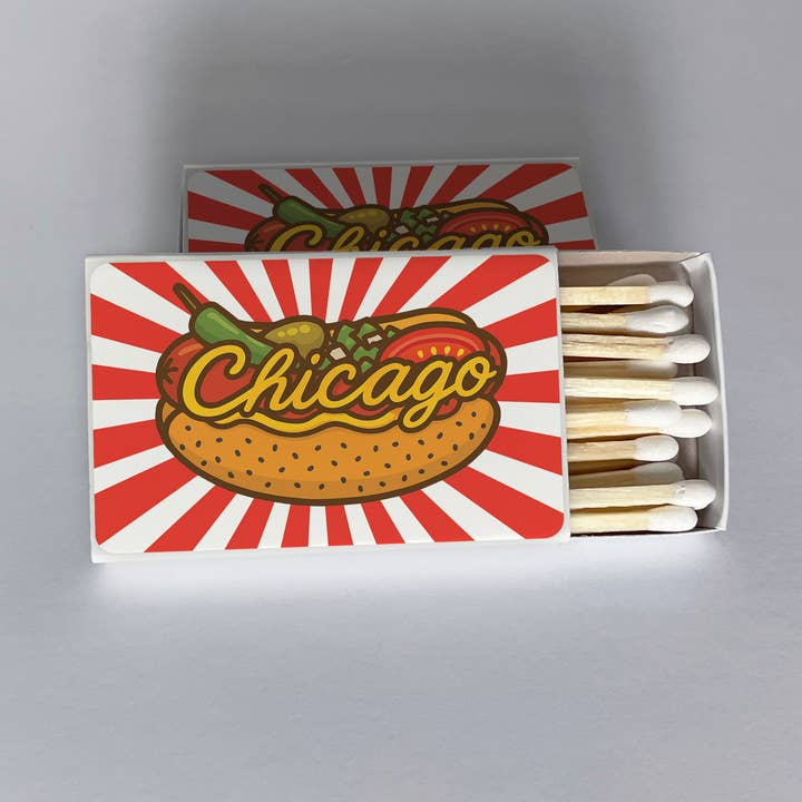 Chicago Style Hot Dog Matchbook for wholesale by Jocelyn Diebolt Designs