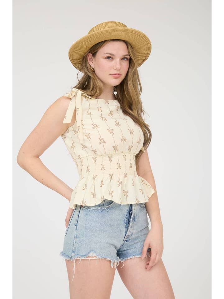 MINE - Wholesale Blouse - Women's - BOW LINE PATTERN TIE SHOULDER SLEEVELESS BLOUSE8