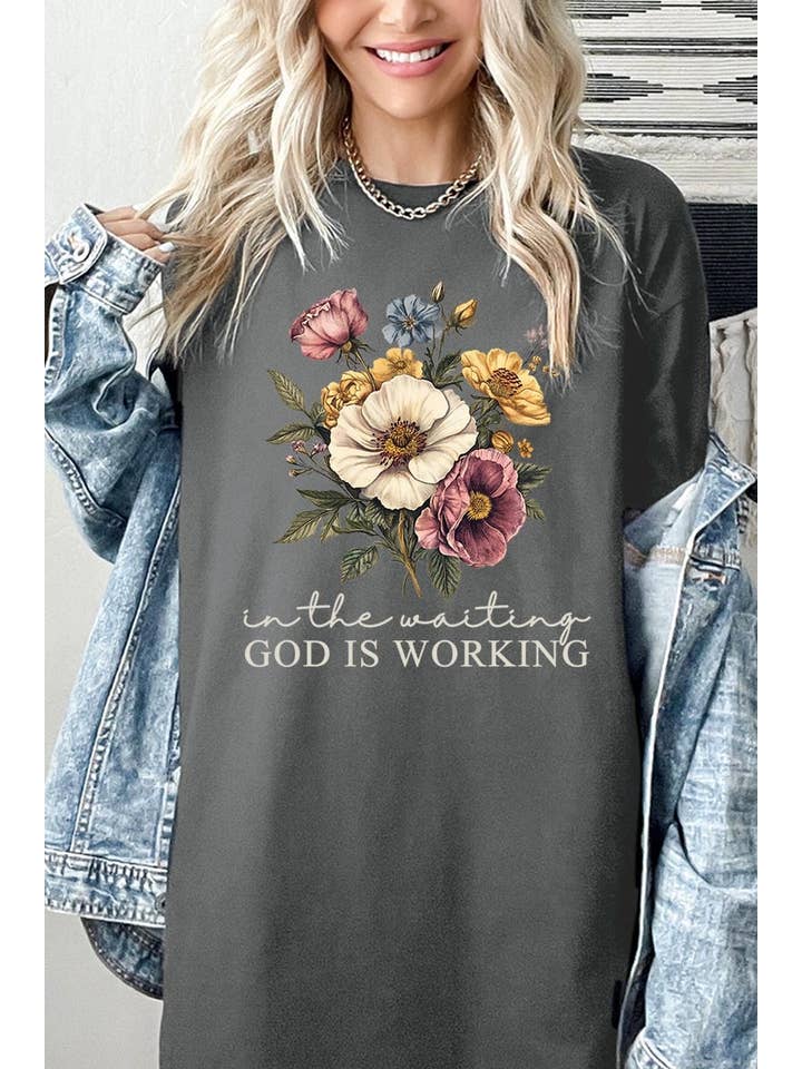 COLORBEAR - Wholesale T-shirt (graphic) – unisex - God is Working Vintage Floral Heavy Cotton Tee14