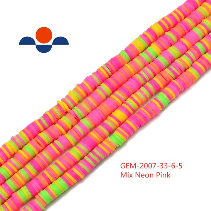 CRCBEADS - Wholesale Beads - Mix Color Polymer Clay Heishi Rondelle Discs Beads African Tribal Beads 1x6mm 15.5" Strand7