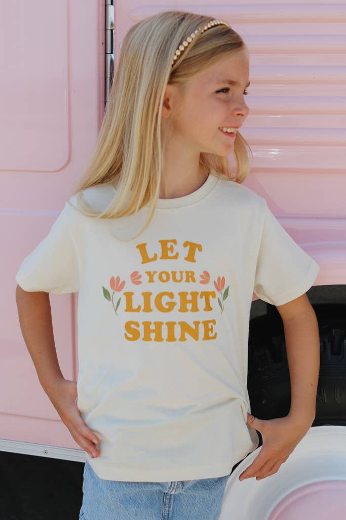Crowned Free - Vendita all'ingrosso Maglietta serigrafata - Bambini - Maglietta Bambini "Lascia che la tua Luce Brilli" - Pesca1