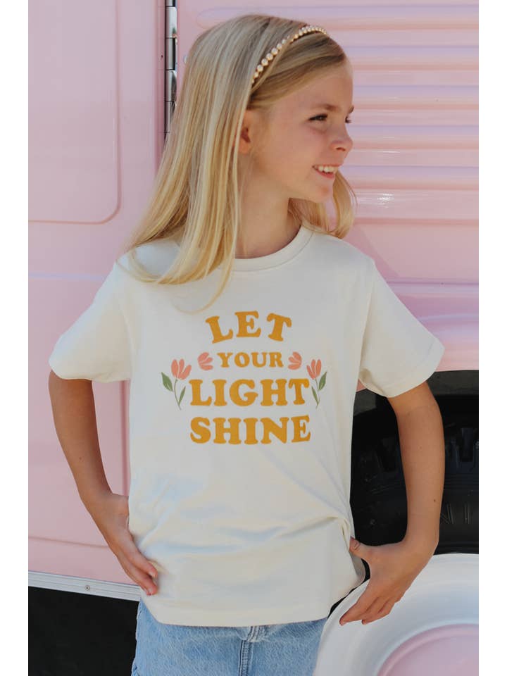 Crowned Free - Vendita all'ingrosso Maglietta serigrafata - Bambini - Maglietta Bambini "Lascia che la tua Luce Brilli" - Pesca1