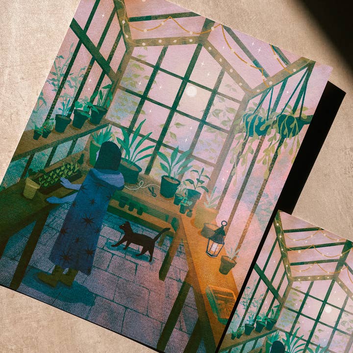 Lantern Print Co. - Wholesale Art Print - Art Print: Cozy Greenhouse; 5x7, 8x10, 4x60