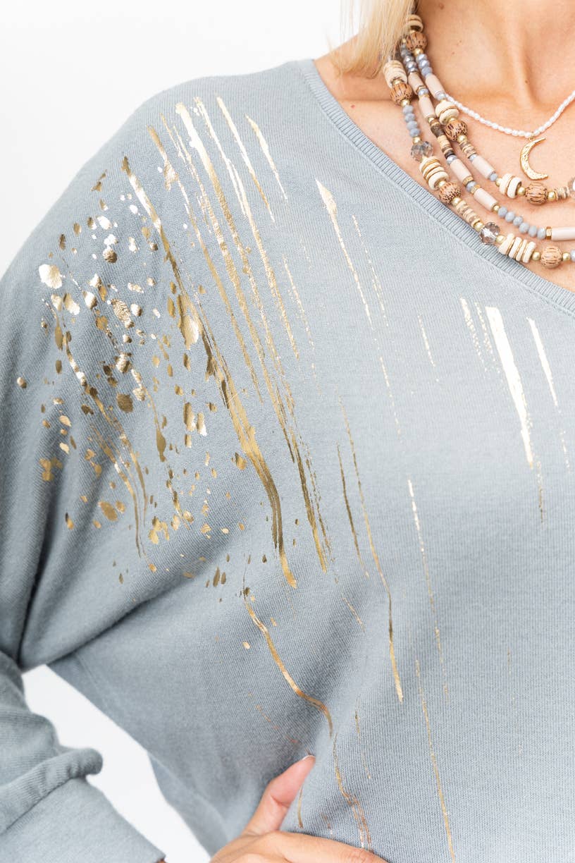 Look Mode Usa - Wholesale Knit Sweater - Women's - Gold Splatter Print Sweater3