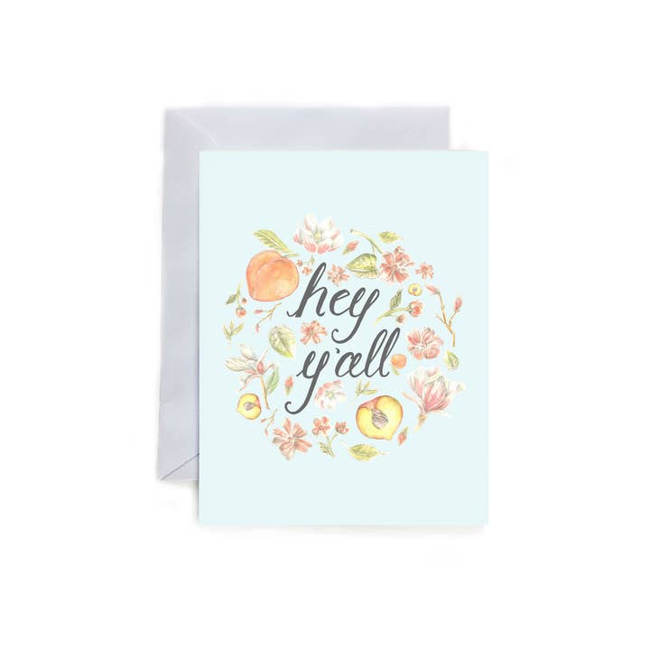 Hey Y'all - Southern Note Card for wholesale by Erica Catherine Illustration