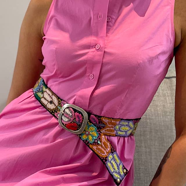 Jenny Krauss - Wholesale Belt - Women's - Folklorica Floral Embroidered Wool Belt, Black2