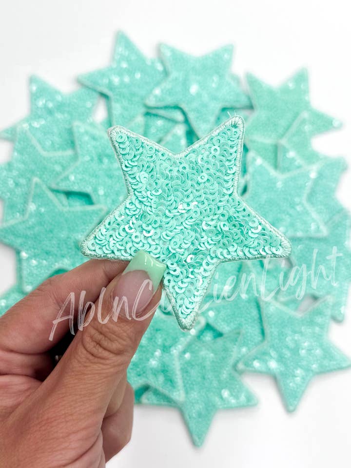 trucker hat patches turquoise star sequin patch iron on for wholesale by ABLNco