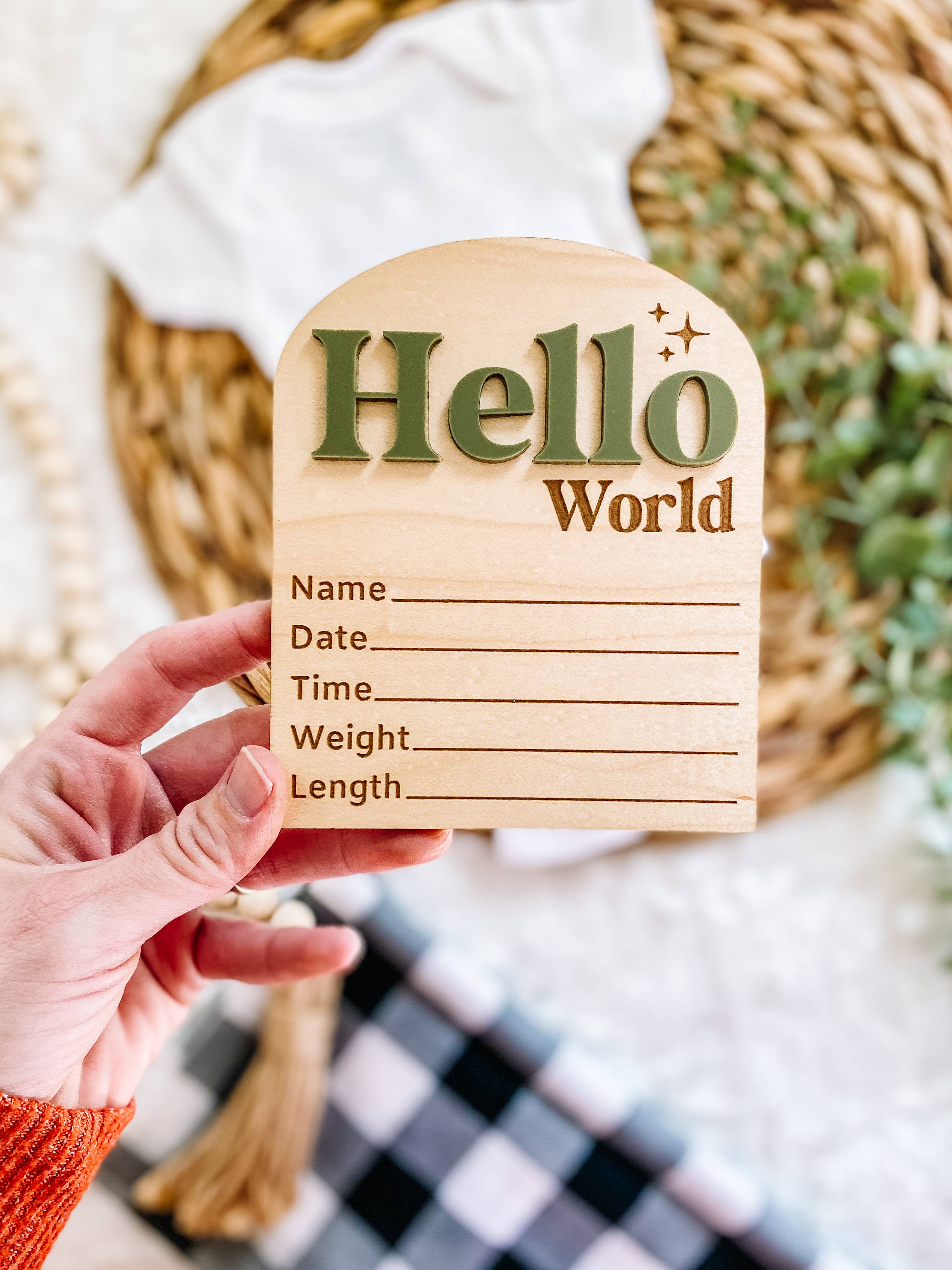 Claire and Bella - Wholesale Milestone Art/Keepsake - Kids & Baby - Hello World Birth Stat Sign5