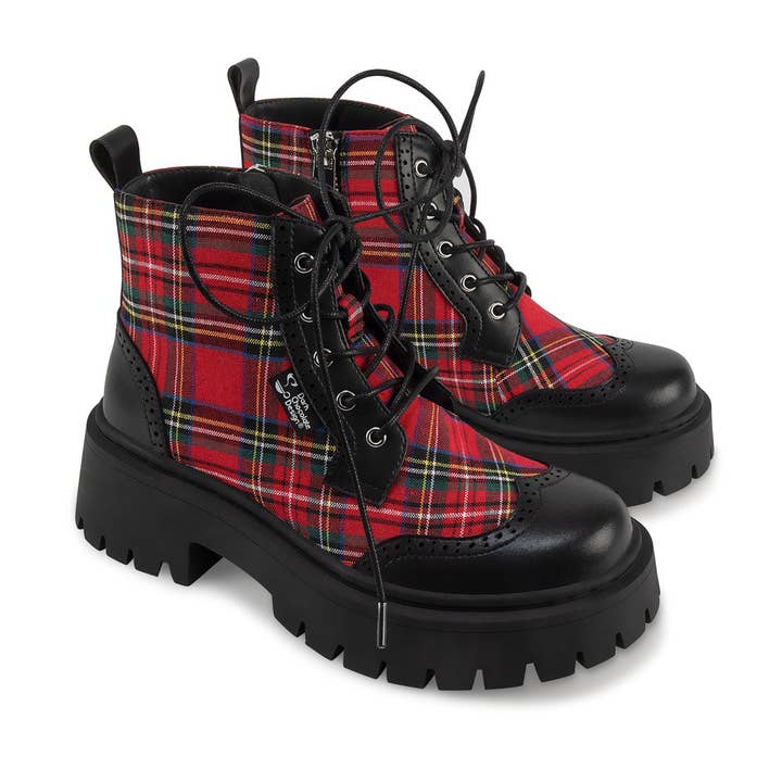 Red Tartan Women's Boots for wholesale by Hot Chocolate Design