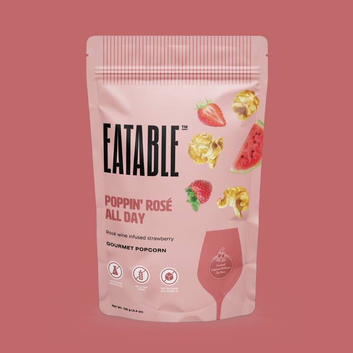 EATABLE Popcorn - Wholesale Popcorn - Poppin' Rosé All Day - Gourmet Candied Popcorn