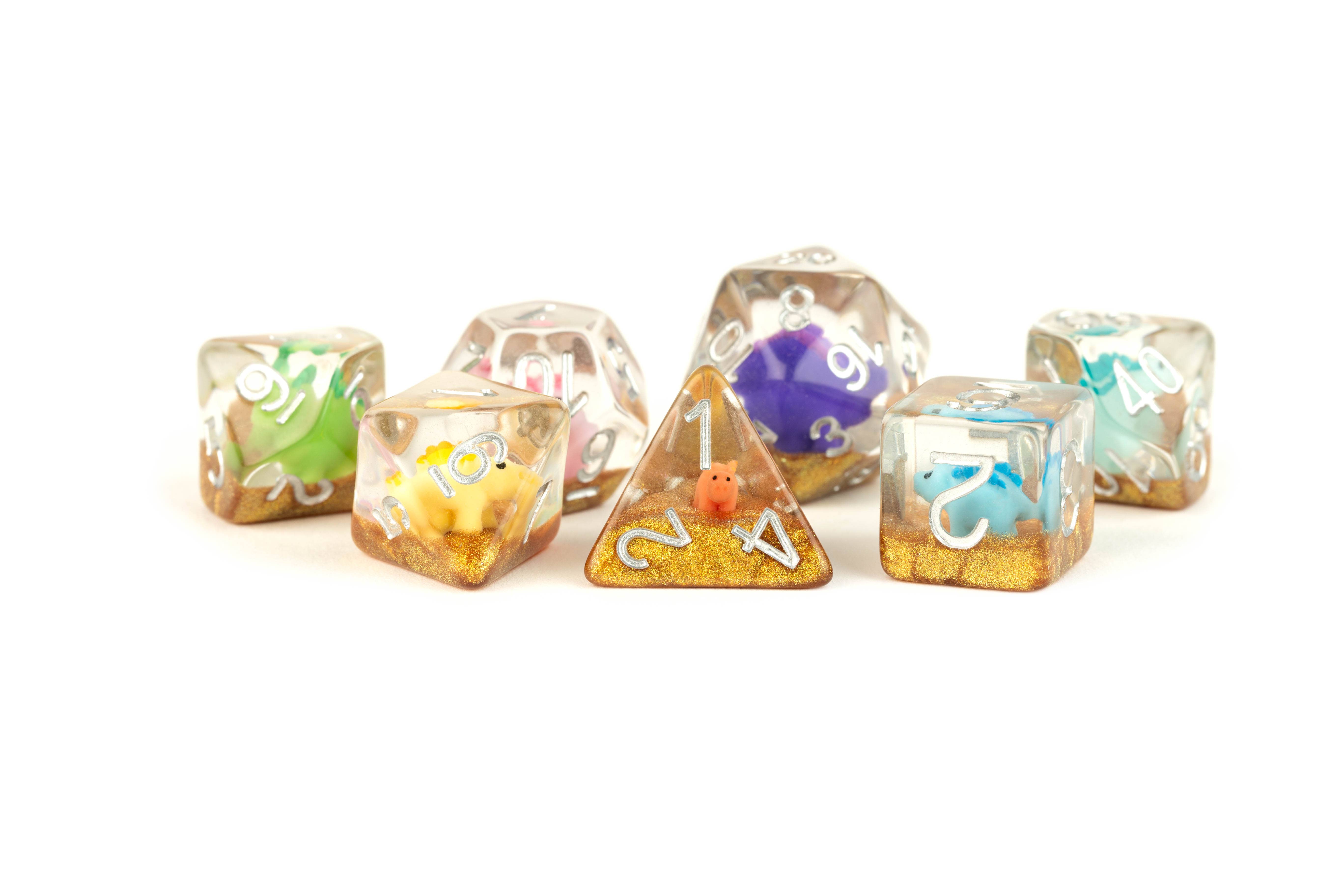 FanRoll by Metallic Dice Games - Wholesale Dice - NEW 13 Inclusion Dice Resin: Penguin, Koala, Dinosaur11