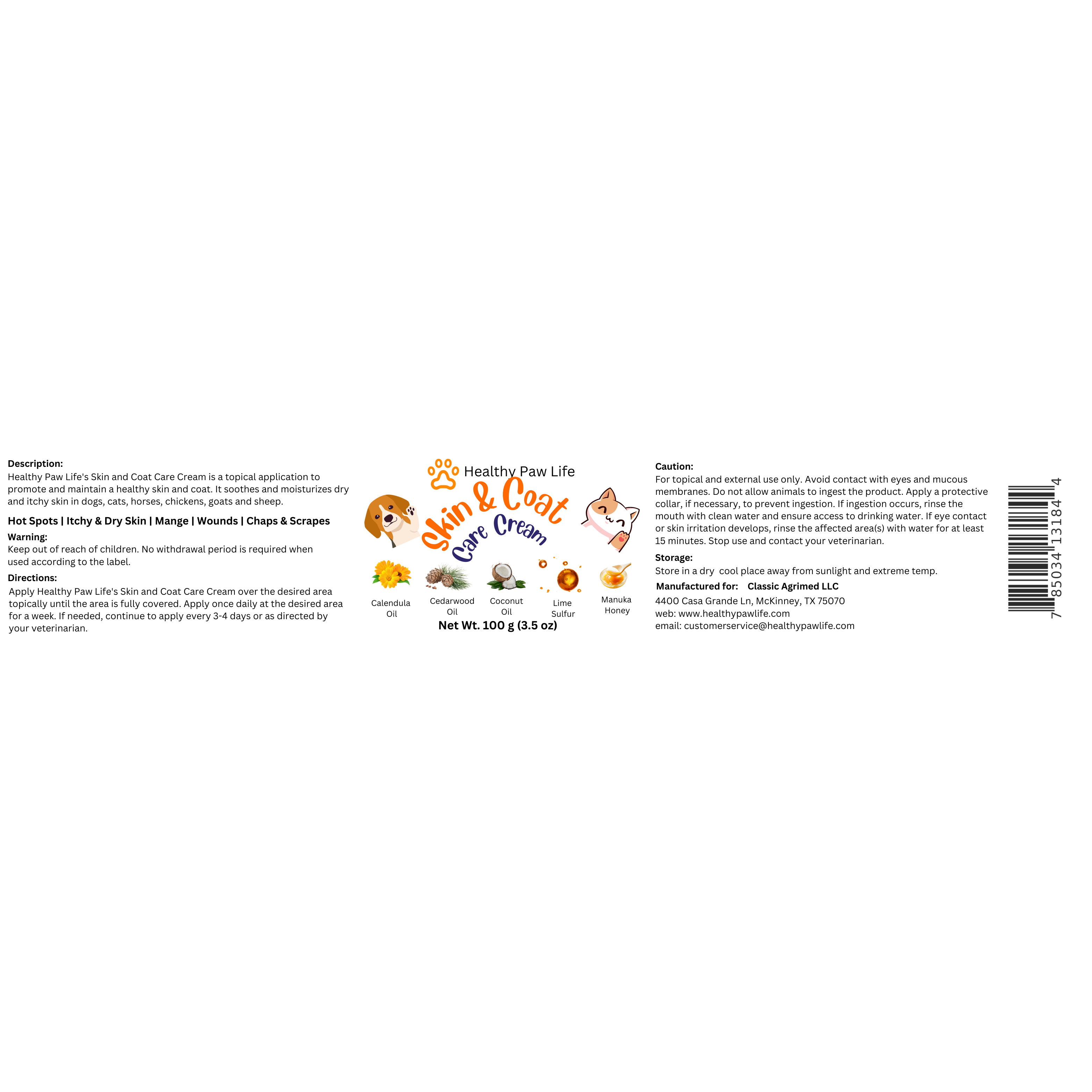 Healthy Paw Life - Wholesale Pet Balm - Dog - Calendula Manuka Honey & Cedarwood - Skin & Coat Care Cream5