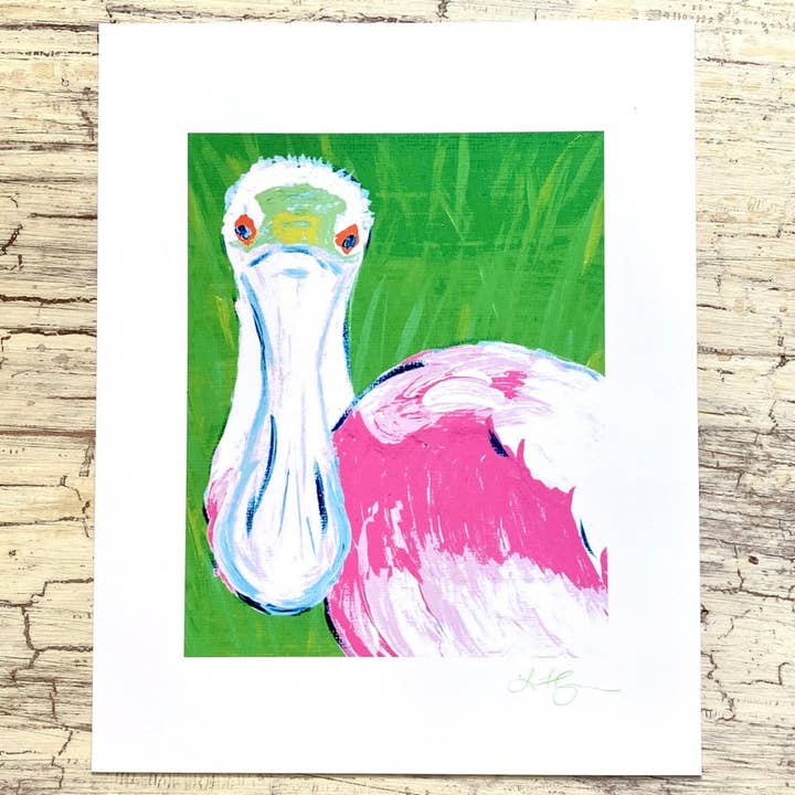 Pink Spoonbill Kunsttryk for engroshandel hos Lemondaisy Design