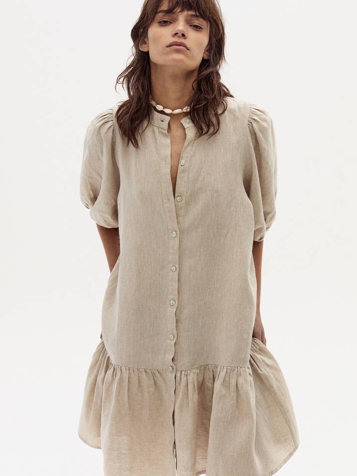 Carmela Linen Dress - Natural for wholesale by Lanhtropy