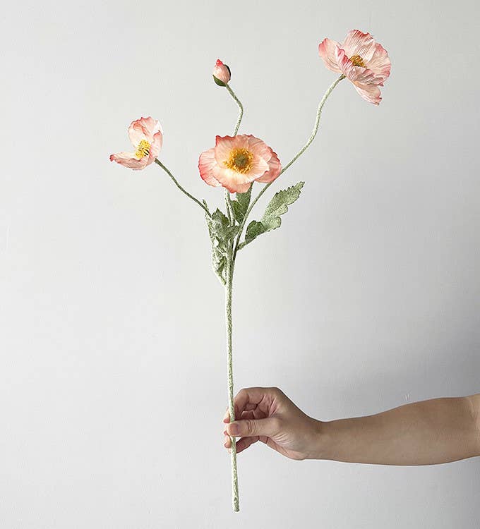 Sweet Home Deco - Wholesale Artificial Flowers - 22'' Single Flocked Floral Poppy Spay, Colorful Silk Poppies2