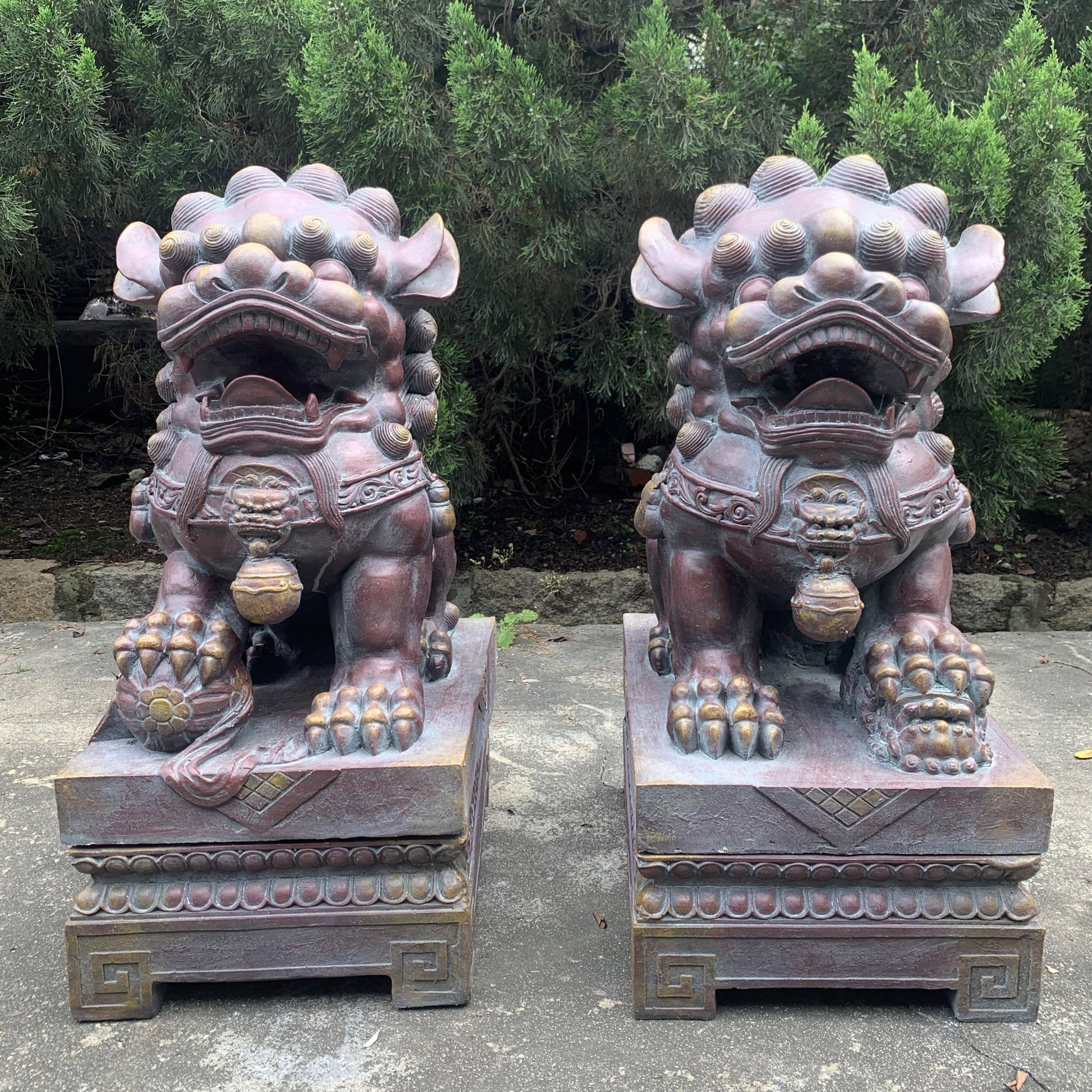 Zaer Ltd. International - Wholesale Sculpture - Magnesium Foo Dog Statues "Gan & An" 2PC/Set- Options23