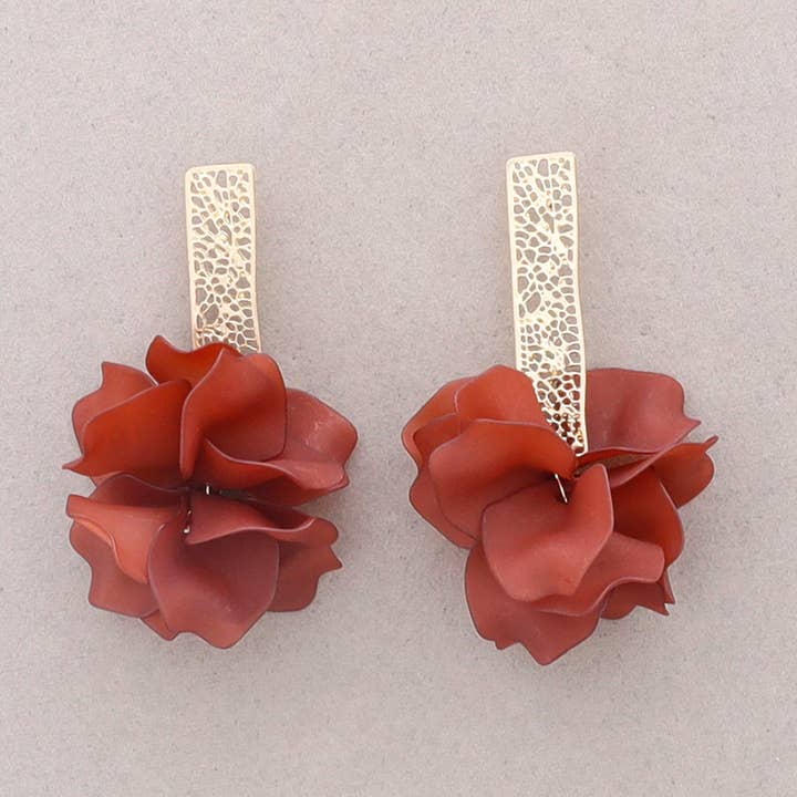 Sonata - Vente Boucles d'oreilles pendantes - Boucles d’oreilles barrette pétale en métal ajouré (B)2