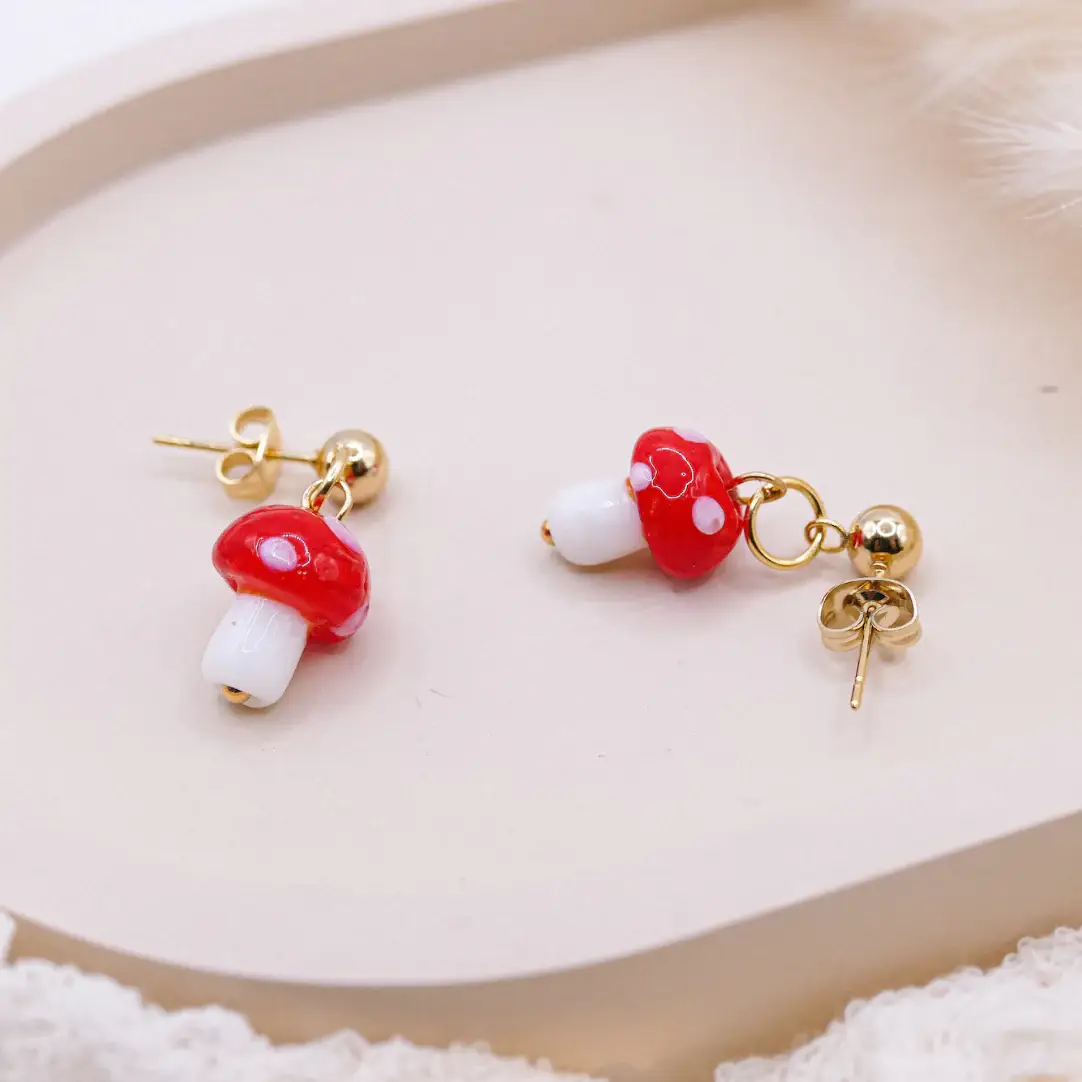 Tilda&Theo - Wholesale Dangle Earrings - Mushroom Earrings Stainless Steel - Mushroom Stud Earrings Fly Agaric2