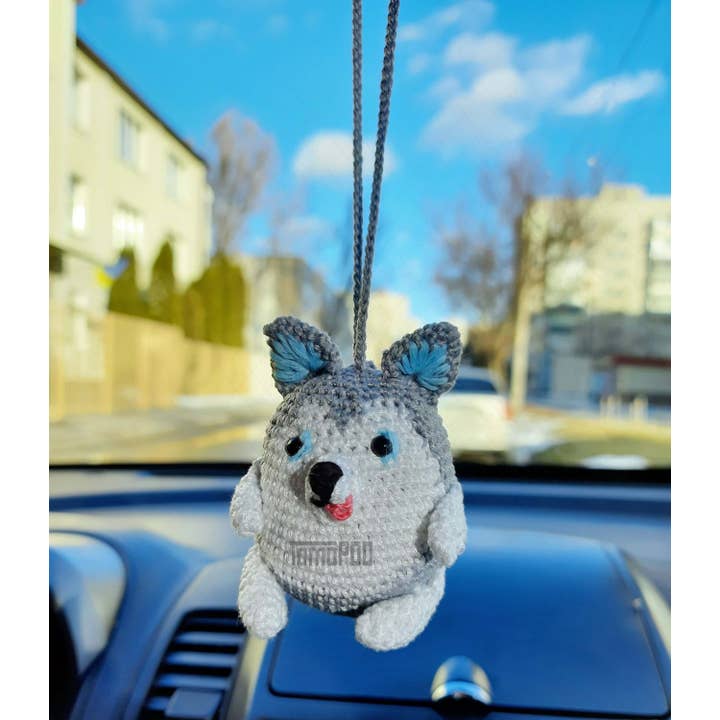 TOMOPOD LLC - Wholesale Car Decorative Charm - Unisex - Crochet Husky Car Mirror Hanging Accessories, Dog Lover Gift