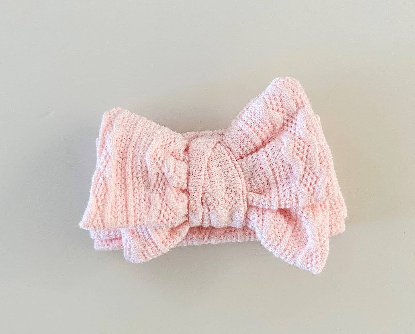 Petite + Co - Wholesale Fashion Headband - Baby - KNIT OVERSIZED BOW - BABY PINK1