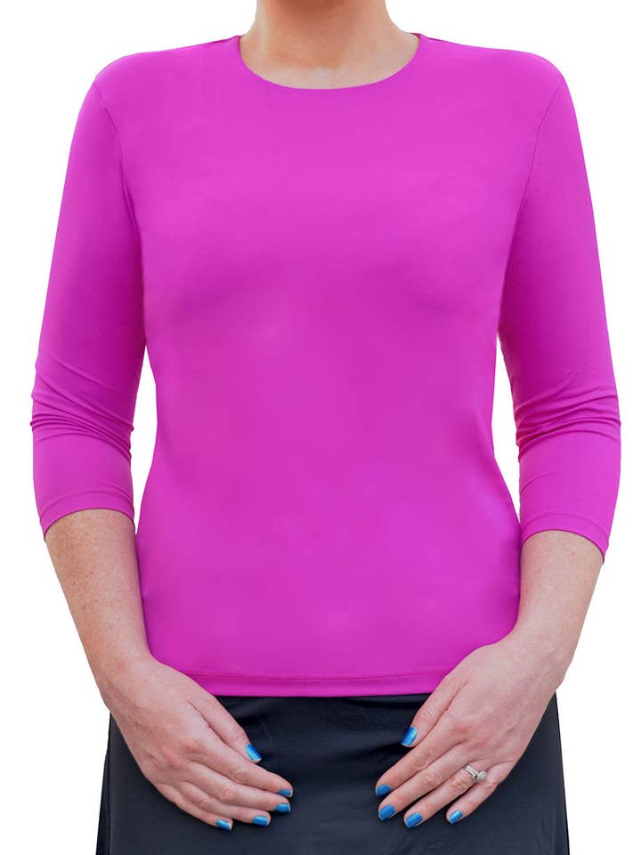 Kosher Casual - Wholesale Rashguard - Women’s - High-Neck Modest 3/4 Sleeve Swim Shirt with UV50 Protection16