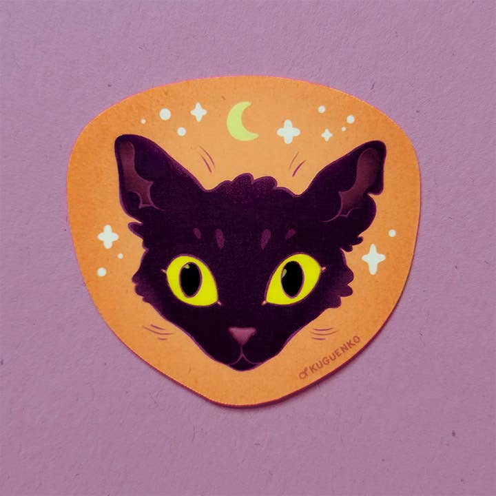 Kuguenko Illustration - Wholesale Sticker - Black Halloween Cat - Vinyl Sticker1