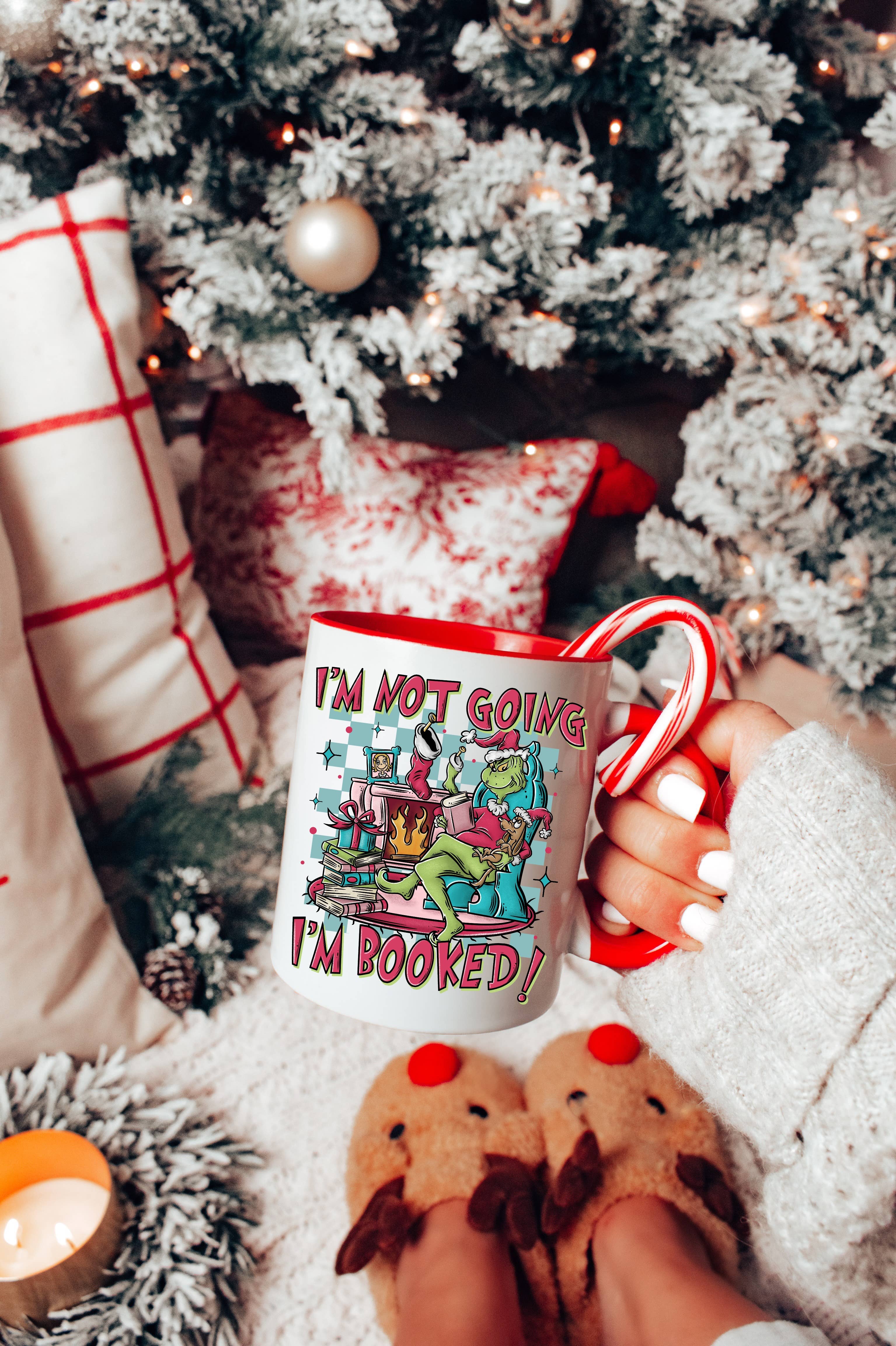 Ace the Pitmatian Co – wholesale Coffee mug – I’m Not Going I’m Booked Christmas Red Coffee Mug1
