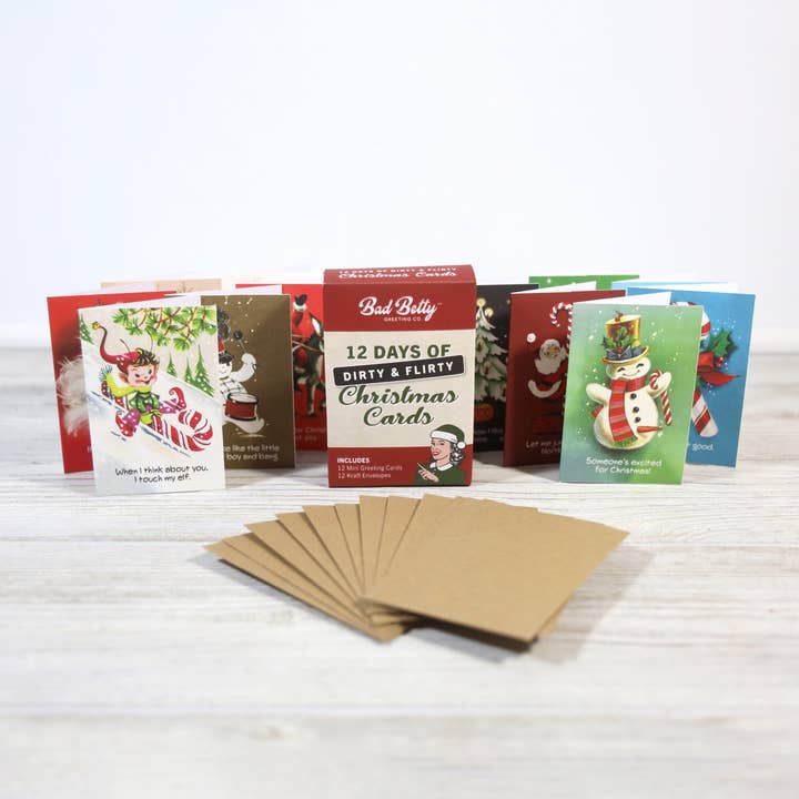 Bad Betty Greeting Co. - Wholesale Christmas Card - Mini 12 Days of Dirty & Flirty Christmas Card Gift Set