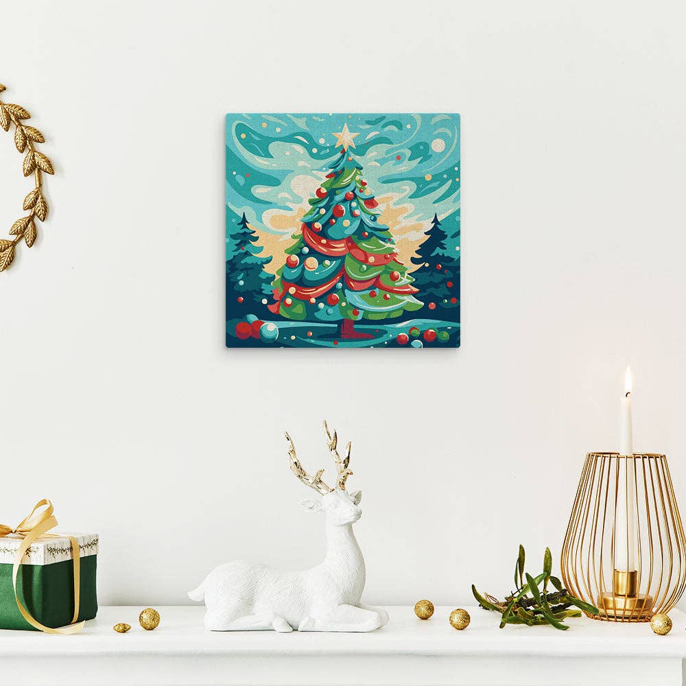 Figured'Art - Wholesale DIY Craft Kit - Mini Paint by numbers Abstract Christmas Tree already framed1