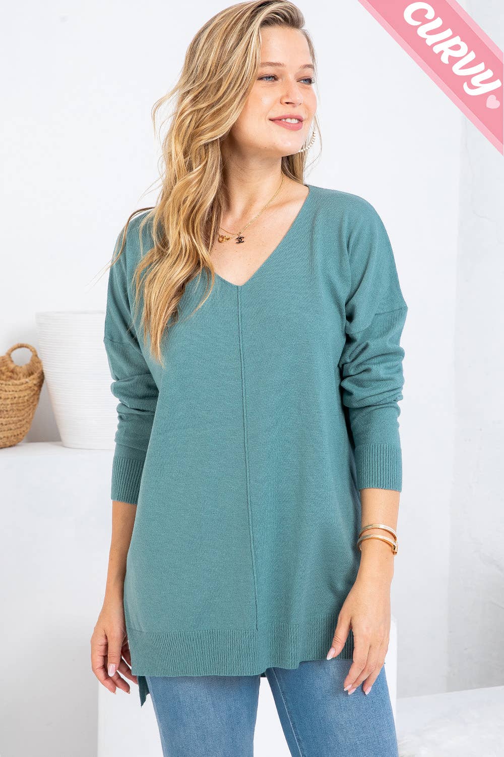 Sweet Lovely by Jen - Wholesale Tunic Sweater - Women's - PLUS SIZE  COZY KNIT SWEATER56