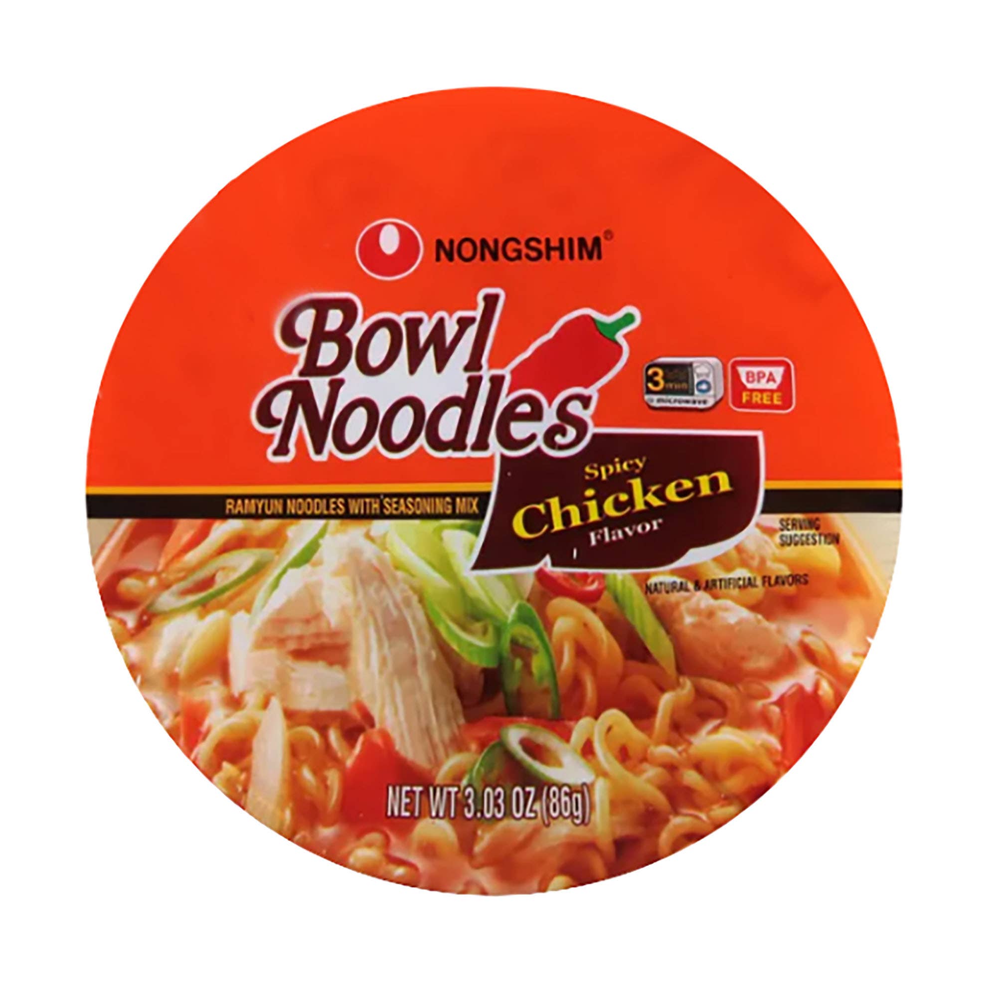 K Moitves Foods - Vente Ramen - Bol de nouilles au poulet épicé Nongshim-86g (Lot de 12 tasses)2