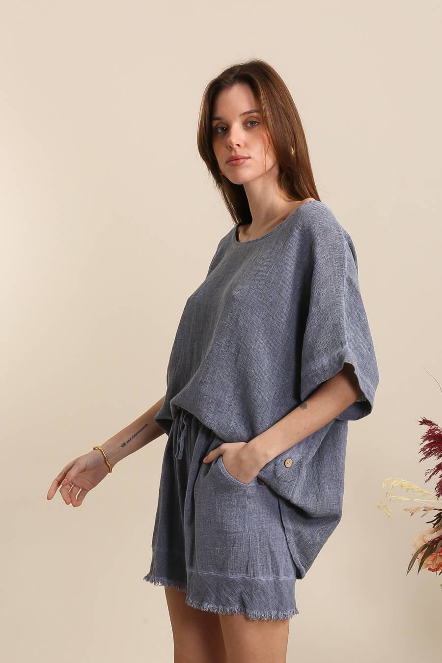 LÉA & LUC - Wholesale Shorts - Women's - Shorts in 50% cotton 50% linen REF. 1007826