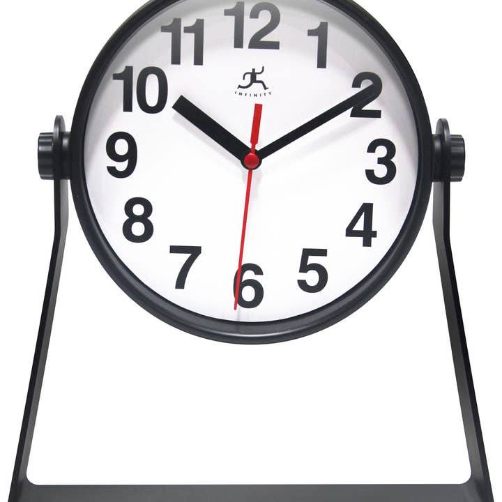 Infinity Instruments - Wholesale Desk Clock - Table Clock Irregular Black Tabletop Clock 9 Inch