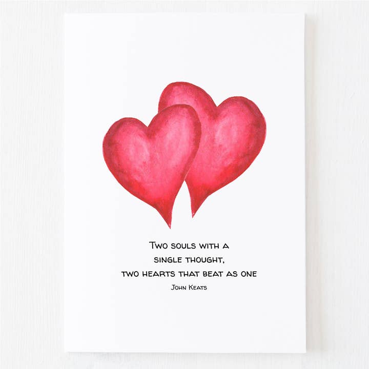 Two Hearts Greeting Card - Valentine's Day Note Card for wholesale by Mac and Mo Studio - Luxury Stationery and Greeting Cards