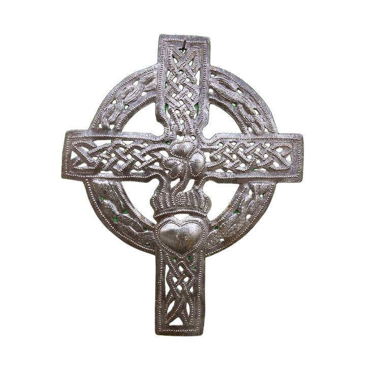 Small Celtic Wall Cross, Haitian Metal Art, Fair Trade 7"x9" for wholesale by Haiti Fair Trade~ It's Cactus