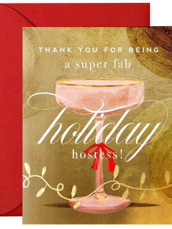 Holiday Hostess Thank You Greeting Card for wholesale by Kitty Meow Boutique