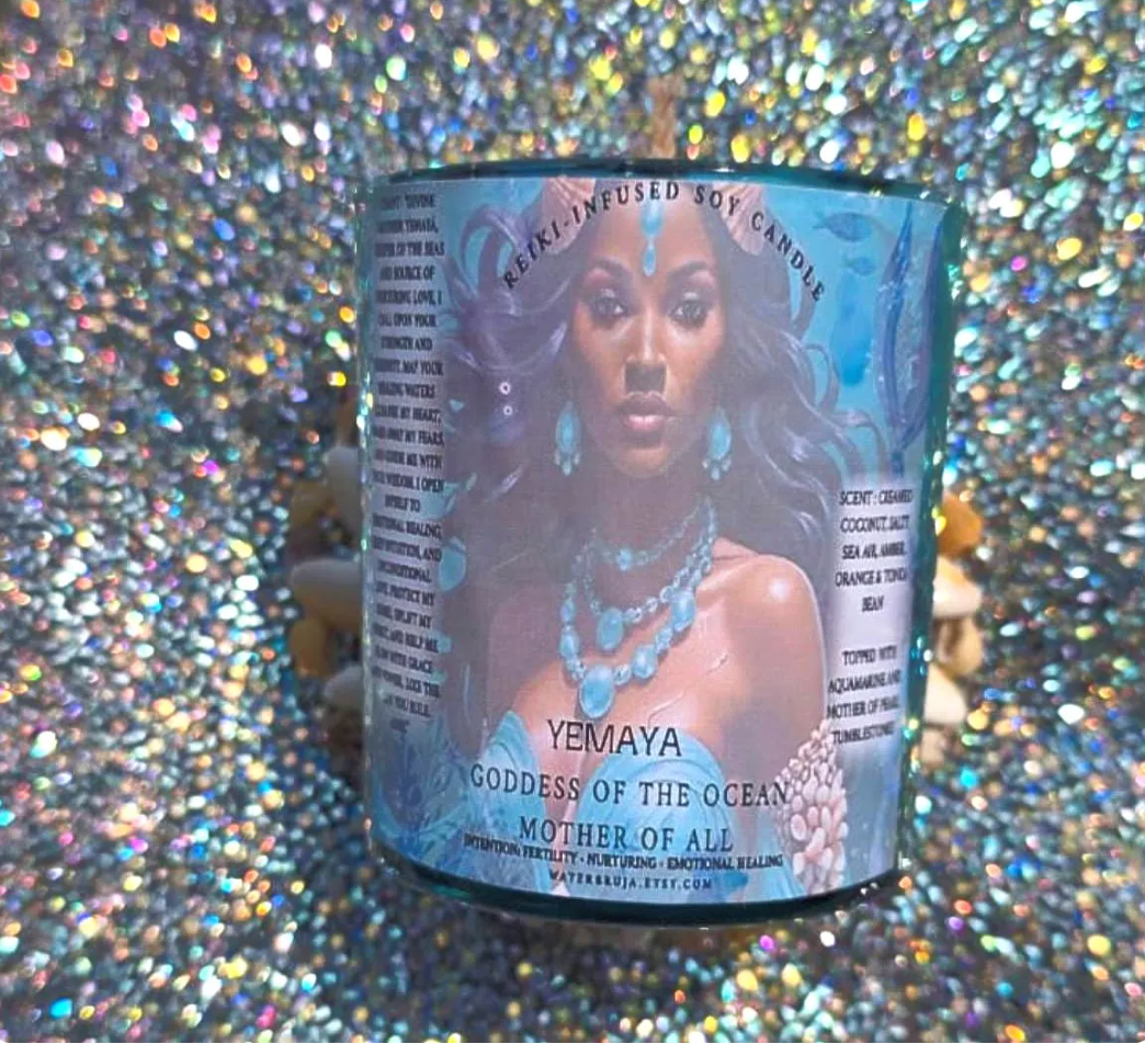 WaterBruja - Wholesale Jar/Filled Candle - Yemaya Candle, Reiki Infused, Orisha Offering Candle, Ritual3