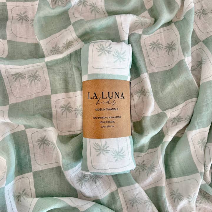 Oasis Palm Swaddle for wholesale by La Luna Kids