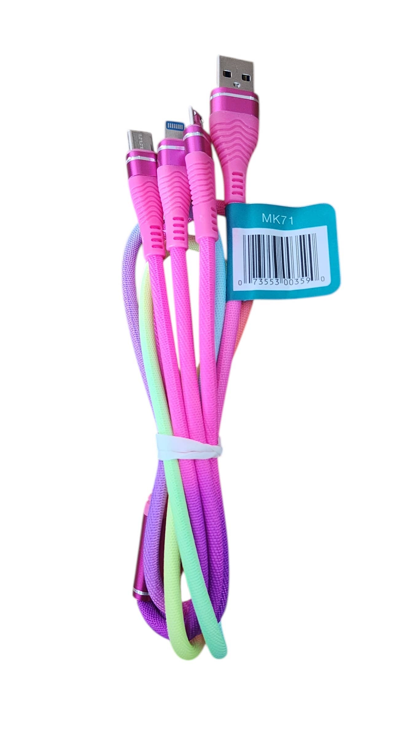 Mighty Wireless - Wholesale Charging Cable - Neon Colorful 3 in 1 Cable MK71