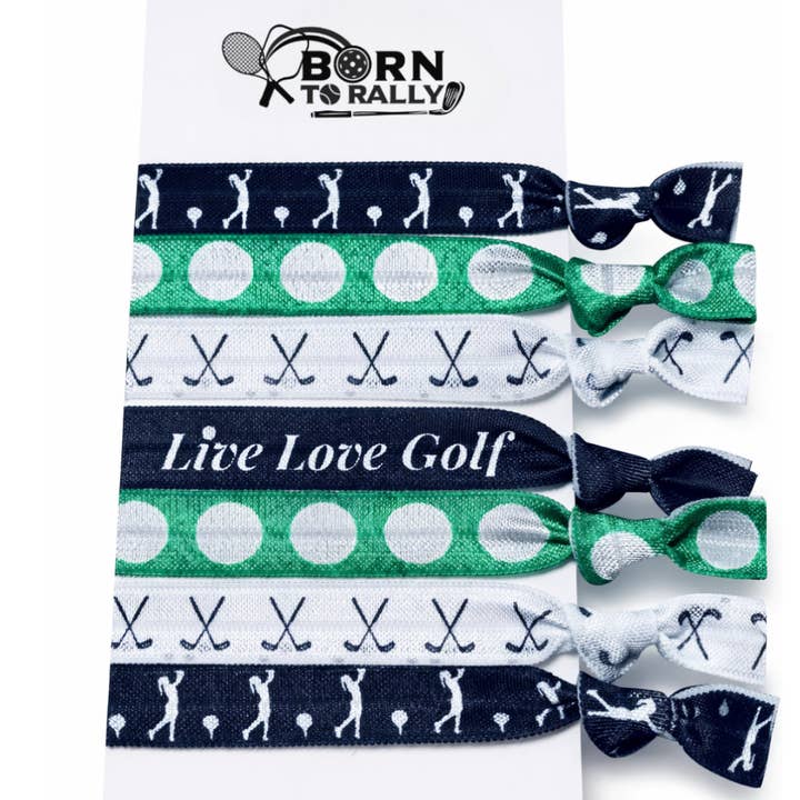 Golf Hair Ties Set of 6. Elastic No Crease Hair Ties for wholesale by Born to Rally
