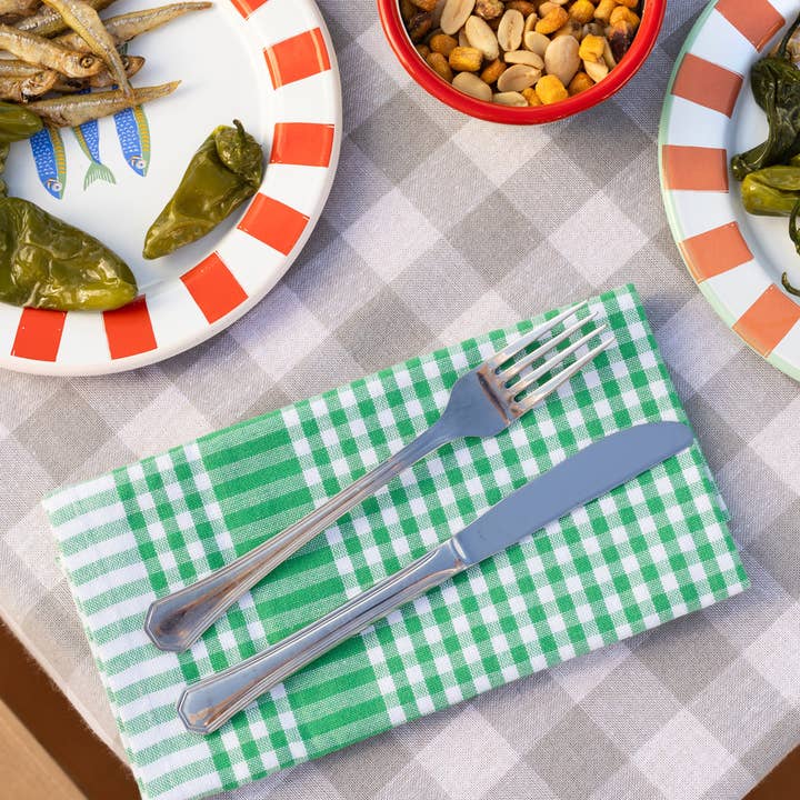 Talking Tables UK - Wholesale Dinner & cloth napkin - Green & White Fabric Gingham Napkins/Tea Towels - 4 Pack3