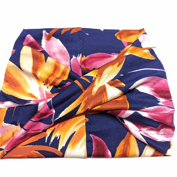 Blue Tropics - Bandana Larga | Turbante | Twist | Yoga por atacado de Crunchy Love Co.