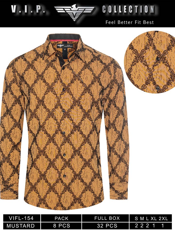 VIFL-154 FLOCKING PRINTED LONGSLEEVE SHIRT for wholesale by Urban Fitz