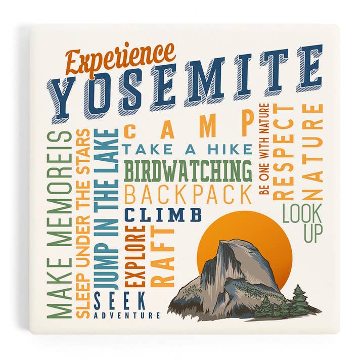 Lantern Press - Wholesale Coasters - Ceramic Coaster Yosemite, California, Experience Yosemite…